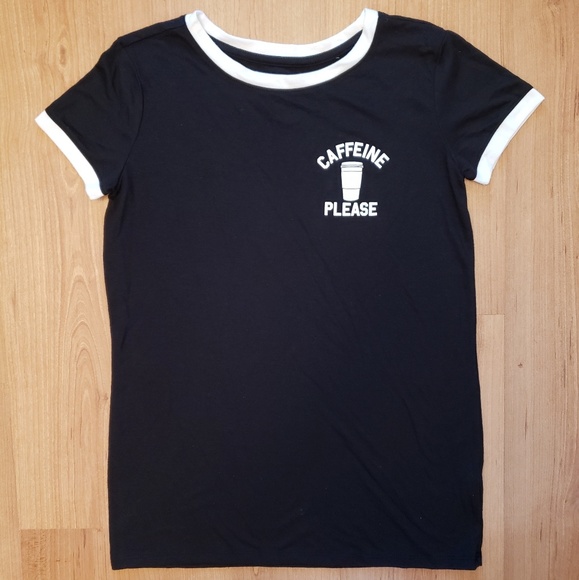 The Print Shop Tops - Caffeine Please - Black T-Shirt